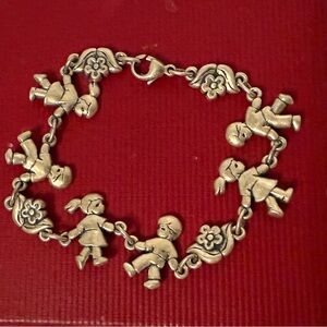 JAMES AVERY BRACELET STERLING SILVER 925 CHILDREN FLOWERS LINKS RETIRED 7.5”